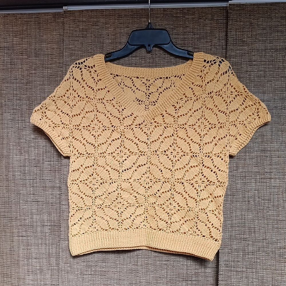 Yellow Crochet Knit Cotton Top